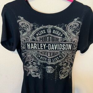 Harley-Davidson Black Graphic Blouse